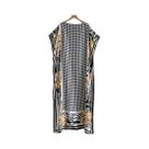 Vestido Maxi Solto De Algodão Com Estampa Dourada E Lenço Grande Para Mulheres, Estilo Abaya De Vestido Maxi Solto De Algodão Com Estampa Dourada E Lenço Grande Para Mulheres, Estilo Abaya De