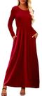Vestido maxi Supnier elegante de cor lisa até o chão para mulheres