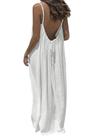 Vestido maxi TFNOSIZE feminino de verão sem encosto com alça espaguete Vestido maxi TFNOSIZE feminino de verão sem encosto com alça espaguete