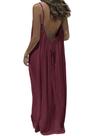 Vestido maxi TFNOSIZE feminino de verão sem encosto com alça espaguete Vestido maxi TFNOSIZE feminino de verão sem encosto com alça espaguete