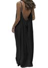 Vestido maxi TFNOSIZE feminino de verão sem encosto com alça espaguete Vestido maxi TFNOSIZE feminino de verão sem encosto com alça espaguete