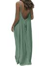Vestido maxi TFNOSIZE feminino de verão sem encosto verde claro