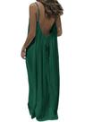 Vestido maxi TFNOSIZE feminino de verão sem encosto verde escuro