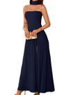 Vestido Maxi Tube feminino ChiaoleZhee com cachecol azul marinho XXL