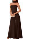 Vestido Maxi Tube feminino ChiaoleZhee com cachecol marrom café XL