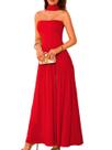 Vestido Maxi Tube feminino ChiaoleZhee com lenço vermelho tamanho S