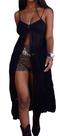 Vestido maxi TUWIXIUW com frente dividida, capa de praia transparente e fluida
