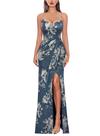 Vestido maxi VFSHOW Wedding Guest, franzido, fenda alta, azul, feminino