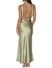 Vestido maxi VUBIYA elegante de cetim com decote em V sem encosto para mulheres
