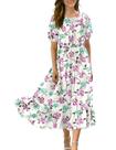 Vestido maxi YESNO feminino de verão, manga folhada, manga folhada, praia