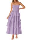 Vestido maxi ZESICA Summer 2025 sem alças, sem ombros, roxo