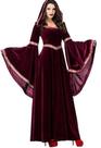 Vestido medieval bordo mangas longas luxo com touca Vestido medieval bordo mangas longas luxo com touca