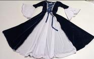 Vestido medieval branco com azul mangas longas adulto