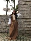 Vestido medieval camponesa Linho Rústico na cor marrom