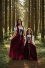 Vestido medieval camponesa mãe e filha luxuoso bordo