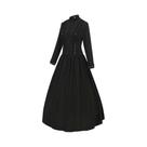 Vestido medieval de Halloween feminino gola alta grande bainha regular saia longa retrô