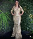 Vestido Meia Manga, Com Detalhes Em Dourado Com Muito Brilho Luxo Tam G