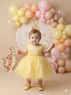 Vestido Menina Bonita Bebe Ana Sofia Amarelo Batizado Luxo