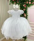 Vestido Menina Bonita Cibele Branco Batismo Florista Dama Vestido Menina Bonita Cibele Branco Batismo Florista Dama