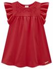 Vestido Menina Detalhe Bordado Em Algodão - Carinhoso Vermelho 4