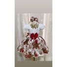 Vestido Menina Elegante Floral Verão Sublimação Branco
