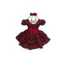 Vestido Menina Elegante Xadrez RF03 Babado Laço Vermelho