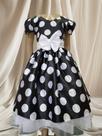 Vestido Menina Infantil Elegante Luxo Preto Anos 80 Bolinhas Brancas