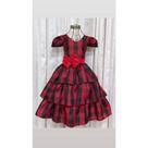 Vestido Menina Infantil Elegante Xadrez Vermelho RF10