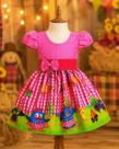 Vestido Menina Infantil Festa Junina Arraia Galinha Pintadinha Rosa