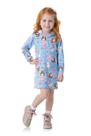 Vestido Menina Infantil Inverno Manga Longa em Molecotton com Capuz Feminino Duzizo