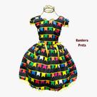 Vestido Menina infantil Junina Ester Preto Bandeirinha Vestido Menina infantil Junina Ester Preto Bandeirinha