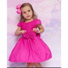Vestido Menina Infantil Luxo Renda Laço Feito Rosa