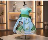 Vestido Menina Infantil Simples Temático Tiana a Princesa e o Sapo Adulta RF02