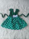 Vestido Menina Infantil Simples Verde Bolinhas Brancas