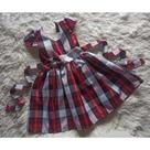 Vestido Menina Infantil Simples Xadrez Laço Branco Vestido Menina Infantil Simples Xadrez Laço Branco