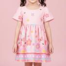 Vestido Menina Infantil Sonho Barrado Luxo Confortável Manga Vestido Menina Infantil Sonho Barrado Luxo Confortável Manga