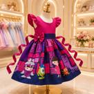 Vestido Menina Infantil Temático Simples Boo Monstro Sa