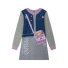Vestido menina kukie rosa e cinza com lilás manga longa 2 a8