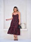 Vestido mid cereja. vestido cherry com botoes que abrem babado