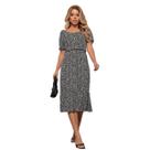 Vestido Mid Estampado Manga Curta Tendência Premium