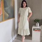 Vestido Mid Evangelica Cristã Linho Com Viscose Elegante Vestido Mid Evangelica Cristã Linho Com Viscose Elegante