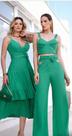 Vestido mid, na cor verde e laranja tm p,m,g.