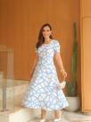 Vestido mid saia godê em viscose sarjada moda evangelica plus