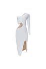 Vestido Midi Abertura Assimétrico Cintura Fluid Shine - Off White