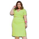 Vestido Midi Air Flow Com Fenda Lateral Manga Franzido Plus Size