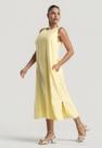 Vestido Midi Alfaiataria Marrant Regata Com Fendas e Bolsos Amarelo Salvatore