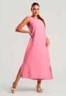 Vestido Midi Alfaiataria Marrant Regata Com Fendas e Bolsos Rosa Salvatore