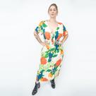 Vestido Midi Amarração na Frente Off White