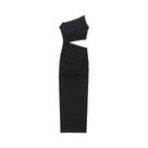 Vestido Midi Assimétrico Sexy com Gola Vazada e Alças Finas