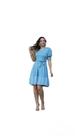 Vestido midi azul canelado moda evangelica com tuli tamanho M